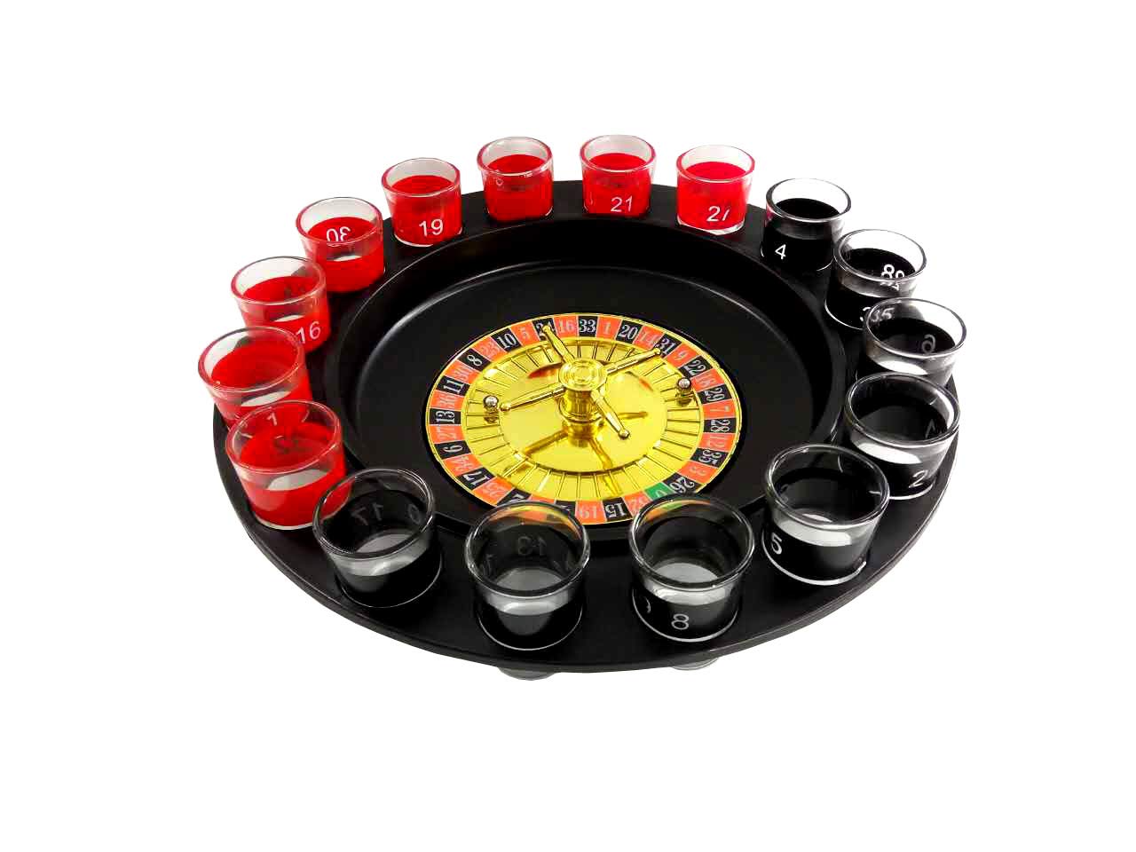 FixtureDisplays® Shot Glass Roulette, Drinking Game Set - (2) Balls & (16) Glasses 16869