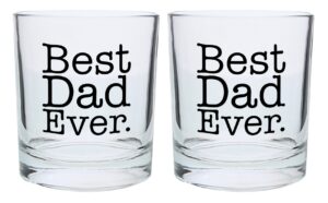 thiswear father day gifts for dad best dad ever birthday gifts for dad perfect gifts for dad gift lowball glasses 2-pack round lowball tumbler set black