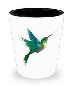 blue feather web hummingbird shot glass gift for hummingbird lovers