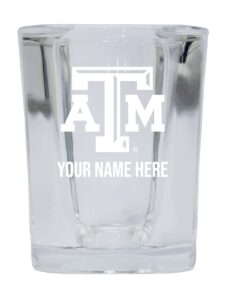 personalized customizable texas a&m university etched square shot glass 2 oz with custom name (1) officially licensed collegiate product