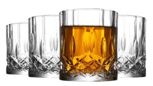 modern-depo whiskey liquor rocks glasses crystal 10 ounce set of 4 tumblers barware for cocktail scotch rum bourbon vodka tequila beverage