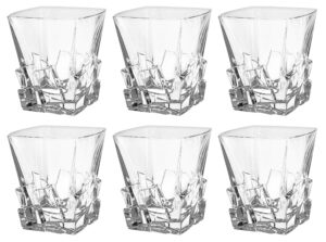 barski - european quality glass - crystal - set of 6 - square shaped - double old fashioned tumblers - dof - 11.7 oz. - with ice cubes design - glasses are made in europe