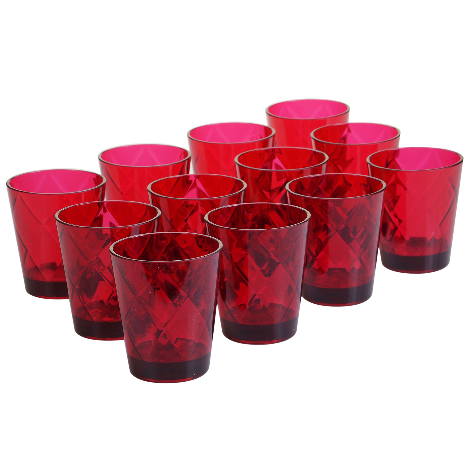 Certified International Ruby 15 oz Acrylic Double Old Fashion Drinkware (Set of 12), Ruby