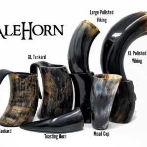 AleHorn Genuine Handmade Pocket Viking Drinking Horn – Authentic Toasting Vessel Shot Glass Perfect For Whiskey, Beer, Wine, Ale, And Mead - Champagne Horn - LIFETIME Promise