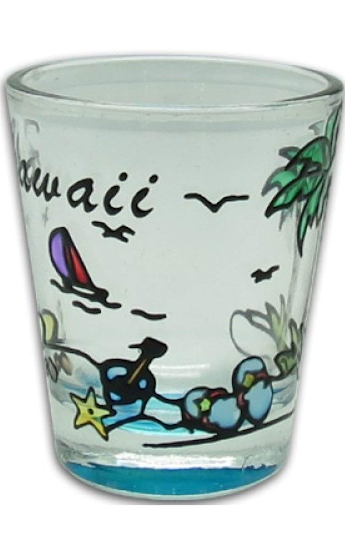 Hawaiian Hand Painted Shot Glass Palm Beach