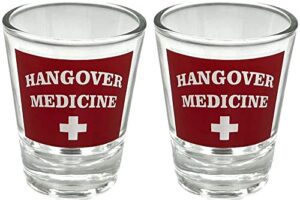 black ball corp. hangover medicine - 2oz novelty shot glass - 2 piece set
