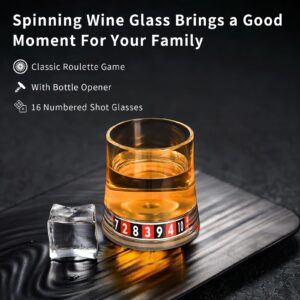 Acrylic Wine Glasses, 5 oz Clear Roulette Shot Spinning Whiskey Glasses, with Beer Bottle Opener, Plastic Reusable Drinking Glasses, Unique Gift for Men Husband Father (G)