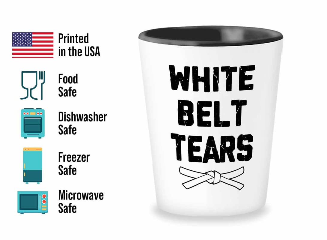 Martial Art Shot Glass 1.5oz - White Belt Tears - Karate Taekwondo Kung fu Jiu Jitsu Matress Sport Belt Optimistic Cool Club Punch Kick Athletes