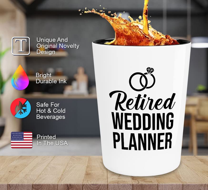 Flairy Land Wedding Planner Shot Glass 1.5oz - Retired Wedding Planner - Wedding Officiant Event Countdown Planning Future Brides Grooms Anniversary