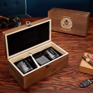 HomeWetBar Army Engraved Whiskey Shot Glasses Box Set (Personalized Product)