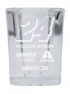 r and r imports william byron nascar #24 etched square shot glass