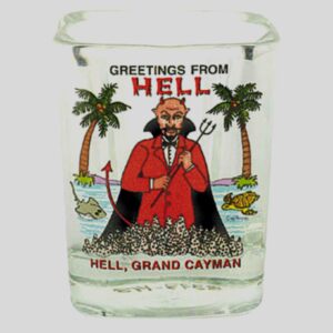 cayman islands greetings from hell grand cayman square shot glass