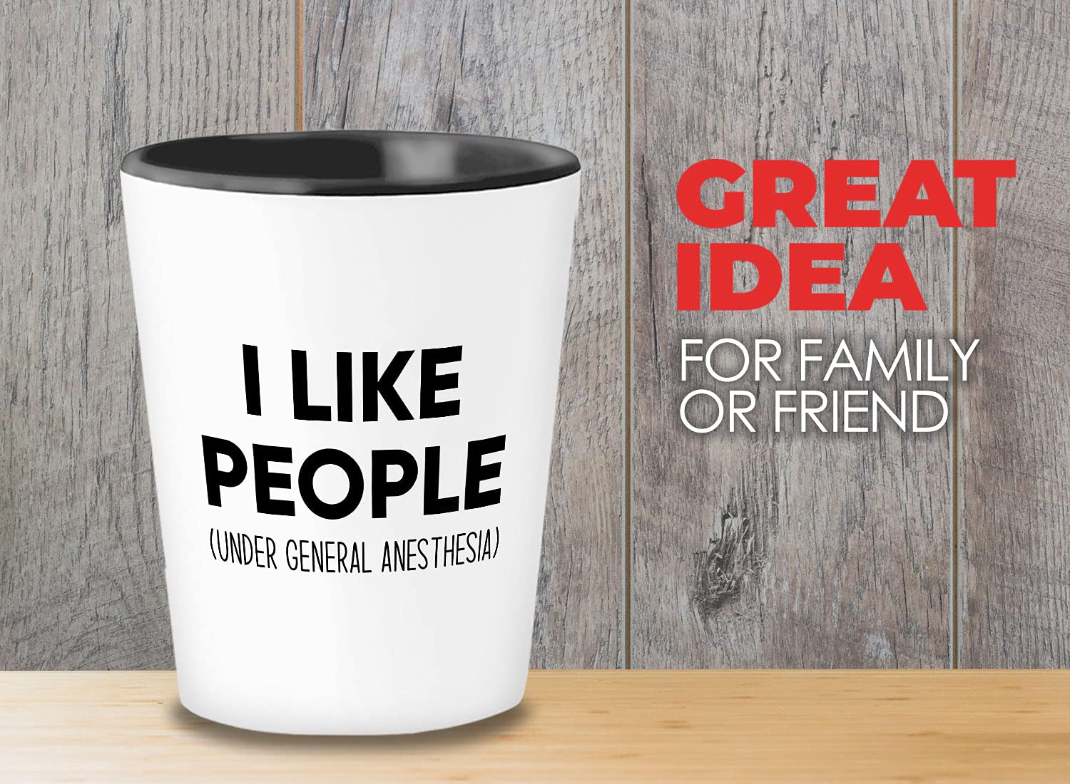 Bubble Hugs Medical Shot Glass 1.5oz - I Like People Under General Anesthesia - Hilarious Pun Med School Expert Specialist Nurse Health Hospital Jokes