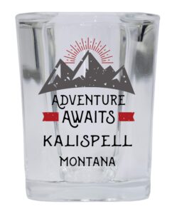 r and r imports kalispell montana souvenir 2 ounce square base liquor shot glass adventure awaits design