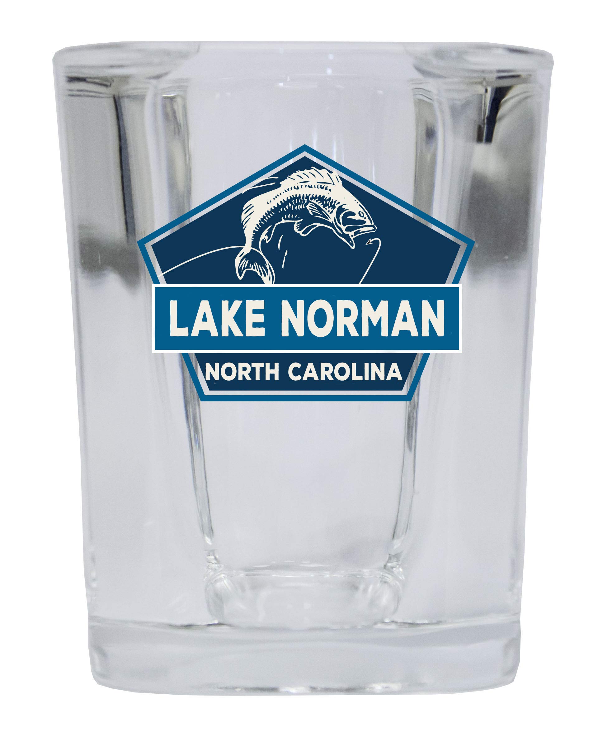 Lake Norman North Carolina Souvenir 2 Ounce Square Base Liquor Shot Glass