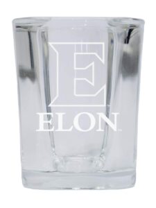 elon university 2 ounce square shot glass laser etched logo design 2-pack