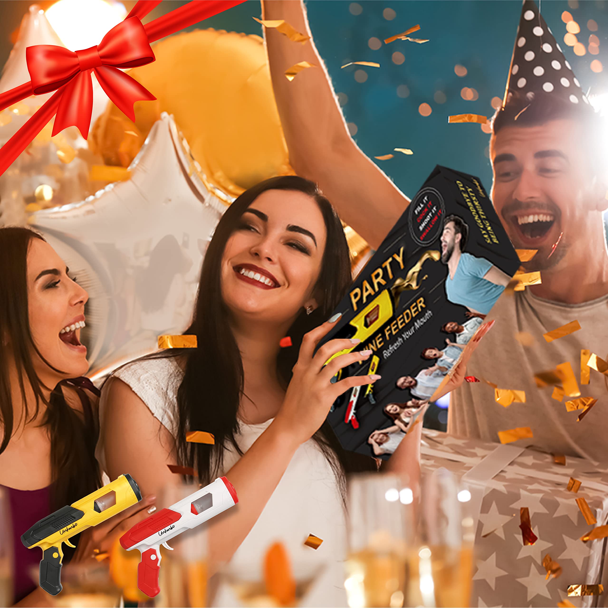 UNKENBO Alcohol Shot Gun - New Party Game or Toy for Champagne Beer and Novelty Alcohol Gifts Party Drinking Accessories for Adults (Royal Gold)