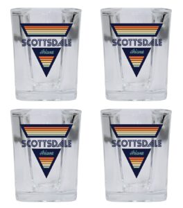 r and r imports scottsdale arizona 2 ounce square base liquor shot glass retro design 4-pack