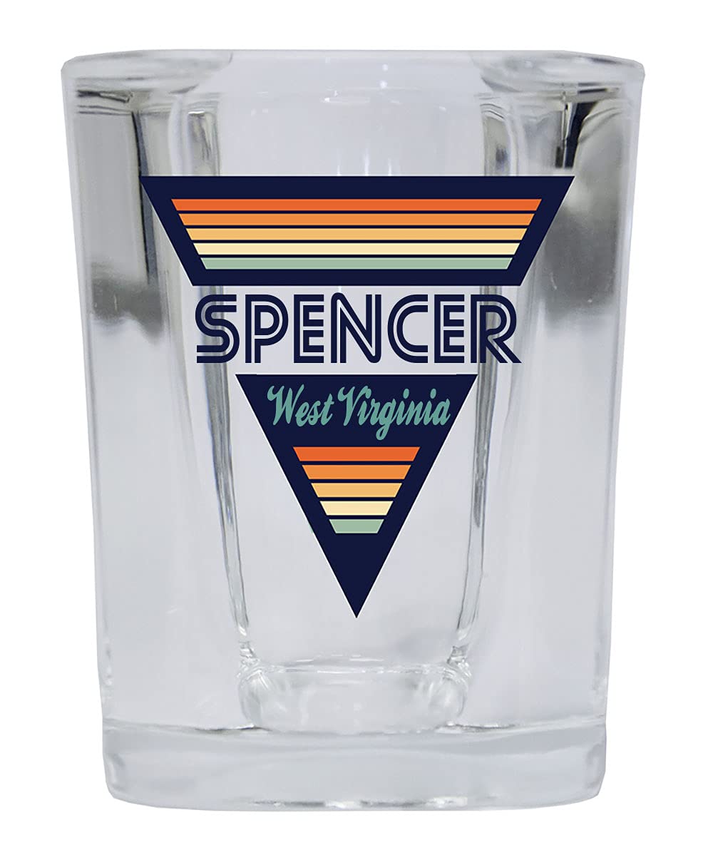 R and R Imports Spencer West Virginia 2 Ounce Square Base Liquor Shot Glass Retro Design