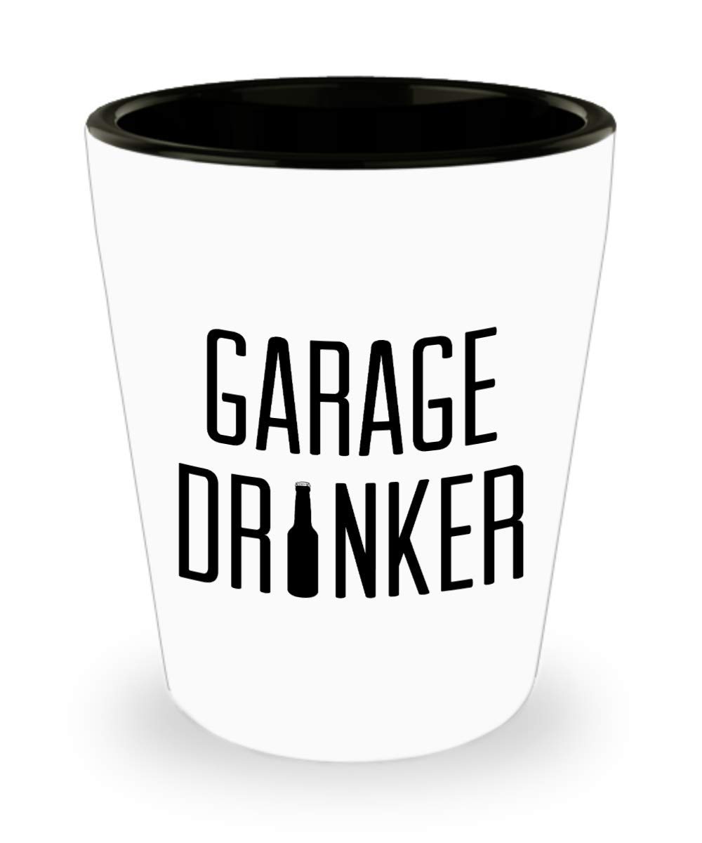 ODDITEES Funny Beer Alcohol Shot Glass Garage Drinker