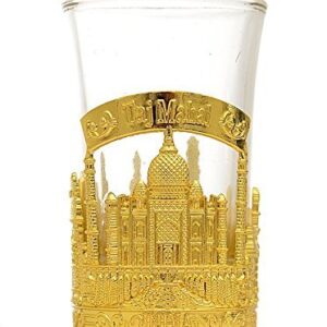 Taj Mahal India Shot Glass,Perfect for home,gifts and travel Shot Glasses with Storage Box (Golden)