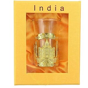 Taj Mahal India Shot Glass,Perfect for home,gifts and travel Shot Glasses with Storage Box (Golden)