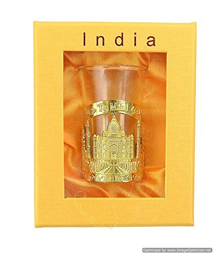 Taj Mahal India Shot Glass,Perfect for home,gifts and travel Shot Glasses with Storage Box (Golden)