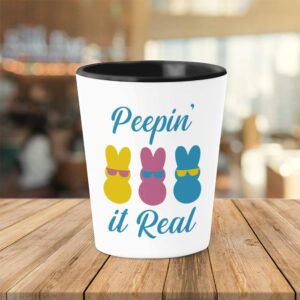 Bubble Hugs Easter Shot Glass - Peepin it Real - Cute Cool Bunny Rabbit Holiday Spring Season Egg Hunt Celebration Gifts For Daughter Son Children BFF Men Women