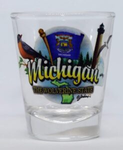 michigan wolverine state elements shot glass