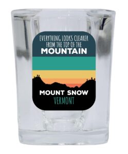 mount snow vermont ski top of the mountain 2 ounce liquor shot glass square base