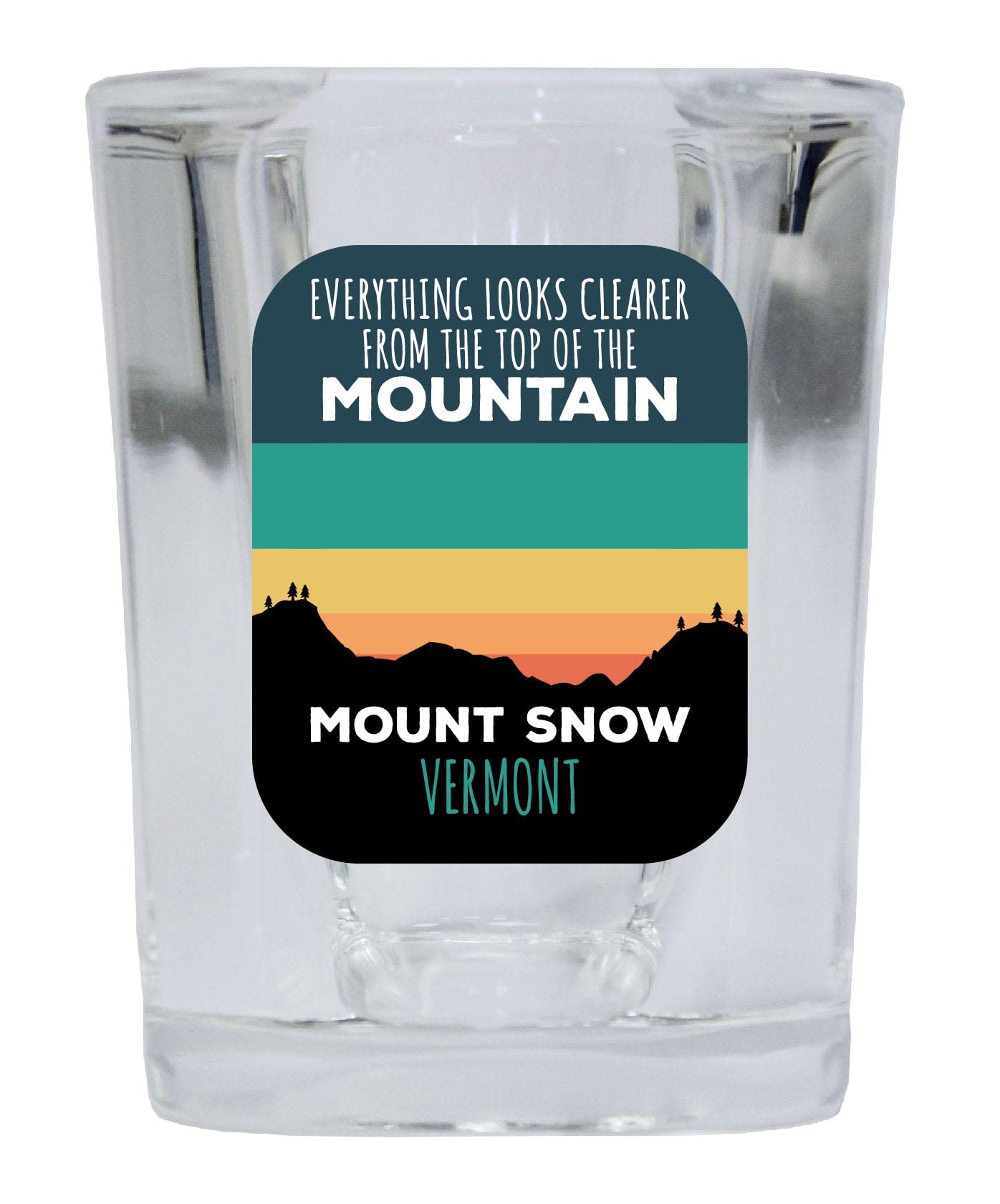 Mount Snow Vermont Ski Top of the Mountain 2 Ounce Liquor Shot Glass Square Base