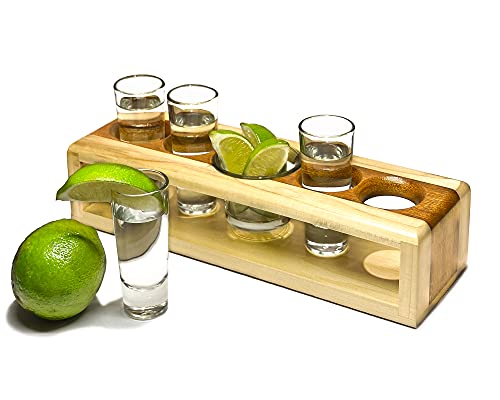 Tequila Shot Glass Serving Tray | Shot Flight, Shot Caddy, Shot Glass Set, Shot Glass Display and Storage … (Center Dish)