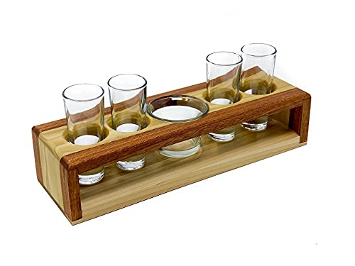 Tequila Shot Glass Serving Tray | Shot Flight, Shot Caddy, Shot Glass Set, Shot Glass Display and Storage … (Center Dish)