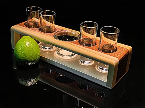 Tequila Shot Glass Serving Tray | Shot Flight, Shot Caddy, Shot Glass Set, Shot Glass Display and Storage … (Center Dish)