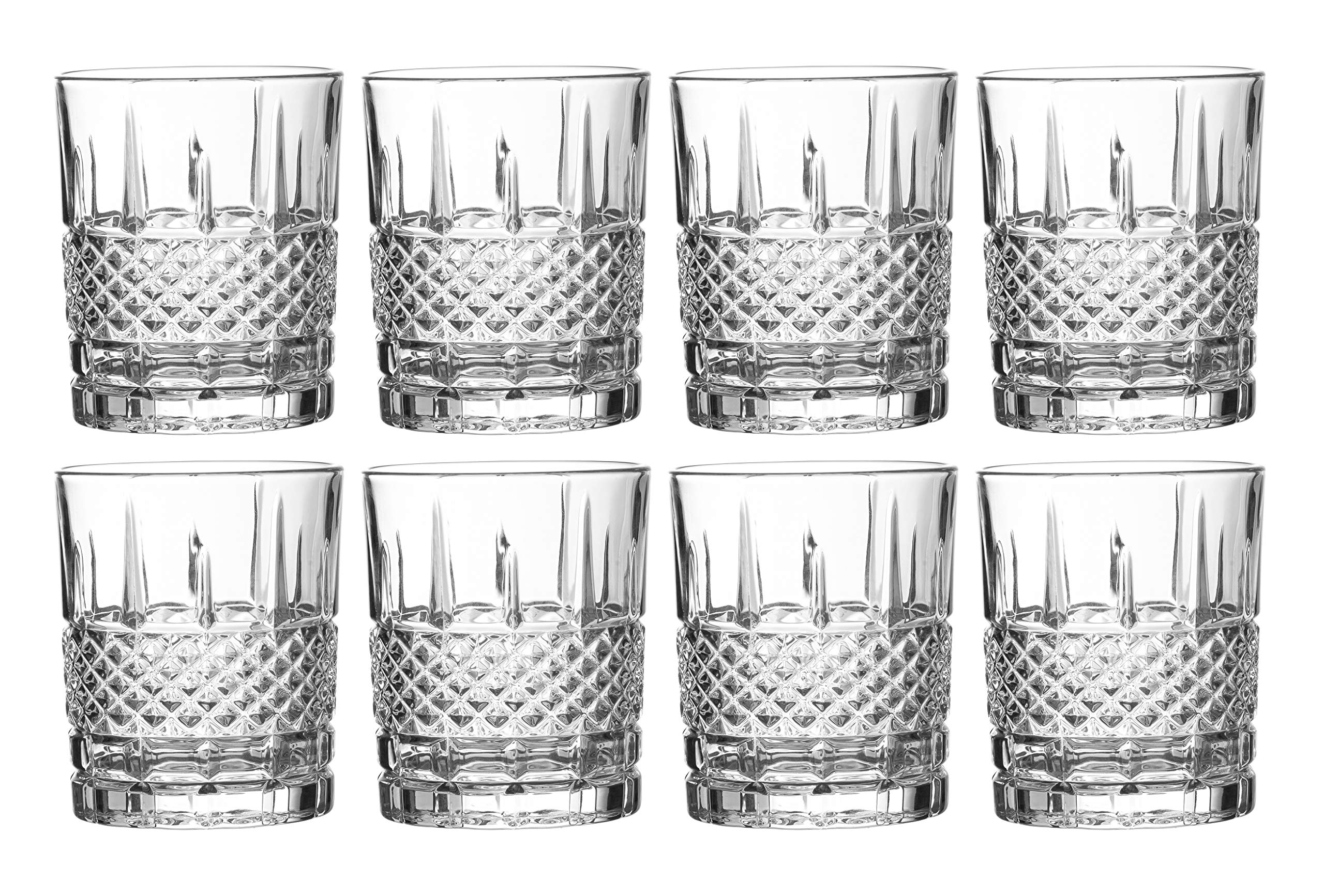 Castlecombe Lowball Whiskey Glasses, 8 Pc. Set, 10.6 ounce Short Drinking Glassware for Liquor, Bourbon, Rye, or Beer, Elegant Drinkware for Men or Women, Dishwasher Safe