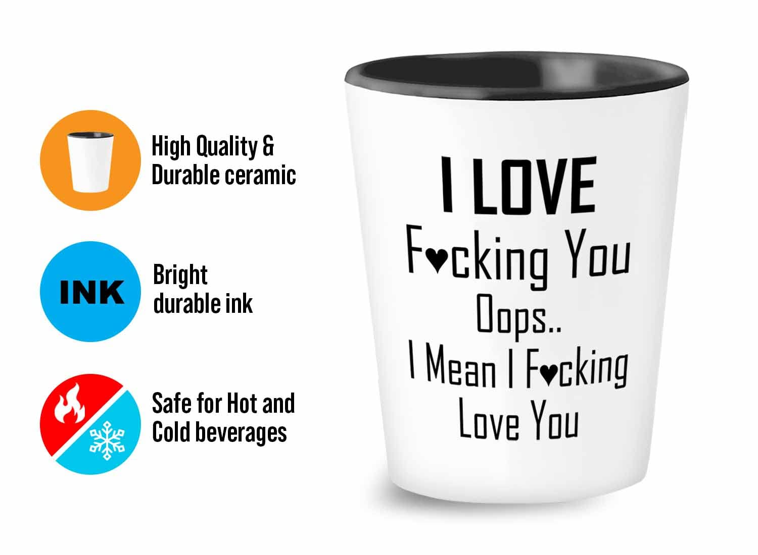 Bubble Hugs Family Shot Glass 1.5oz - I Fcking Love You - Husband Funny Dad Wife Spouse Fiance Fiancee Daughter Children Son