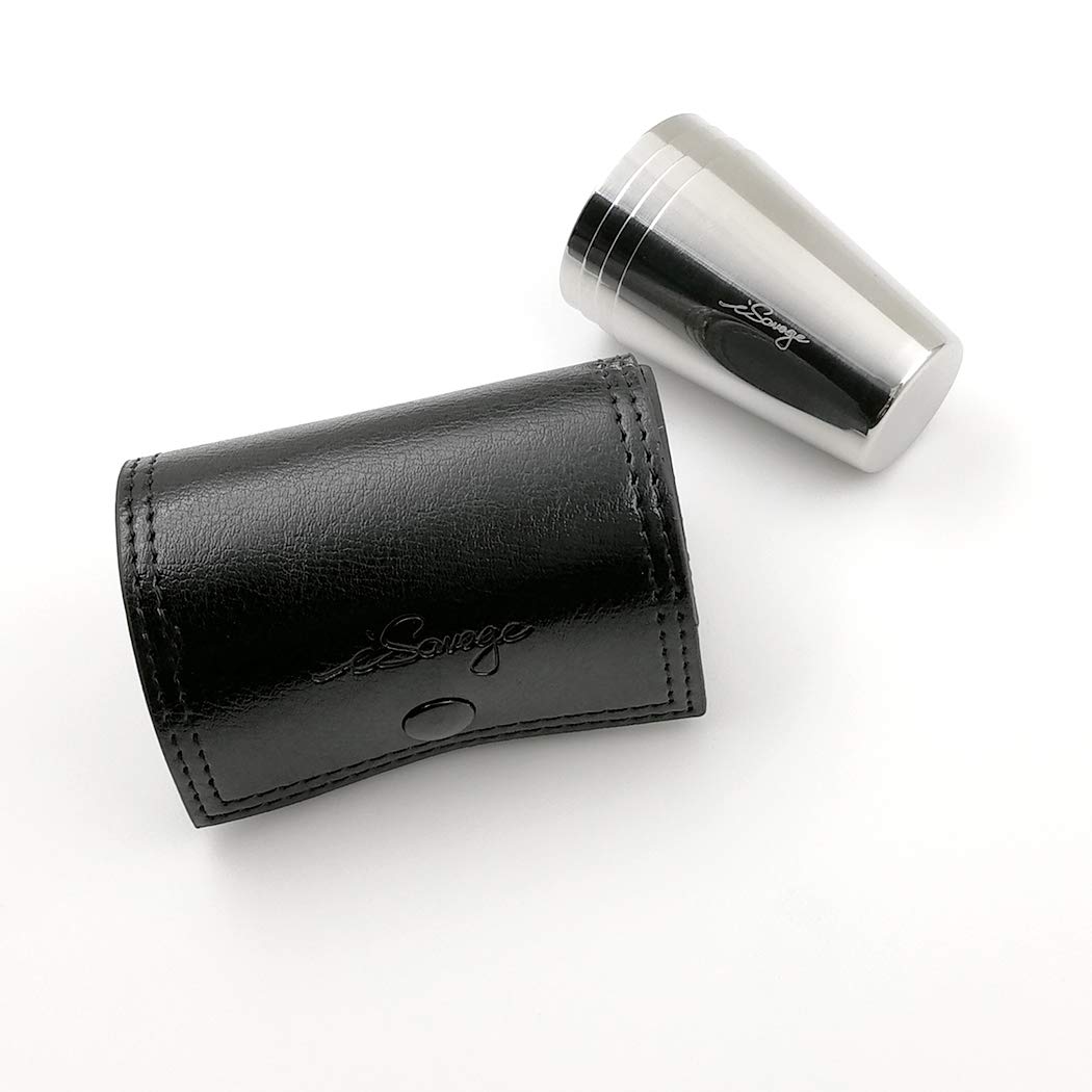 iSavage Shot Glasses with Black Leather Case 1.2oz Each Set of 4 18/8 Stainless Steel, 1pc Reusable Bag-YM201