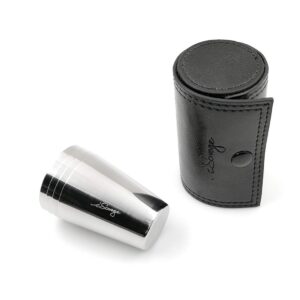 iSavage Shot Glasses with Black Leather Case 1.2oz Each Set of 4 18/8 Stainless Steel, 1pc Reusable Bag-YM201