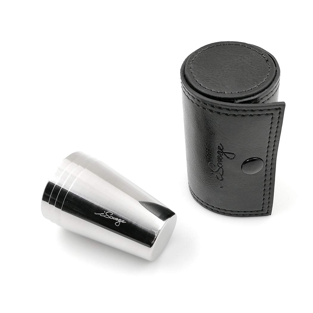 iSavage Shot Glasses with Black Leather Case 1.2oz Each Set of 4 18/8 Stainless Steel, 1pc Reusable Bag-YM201