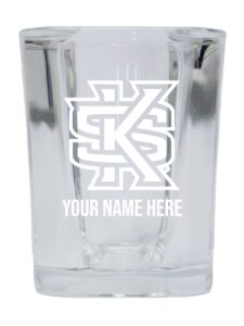 personalized customizable kennesaw state university etched square shot glass 2 oz with custom name (1) officially licensed collegiate product