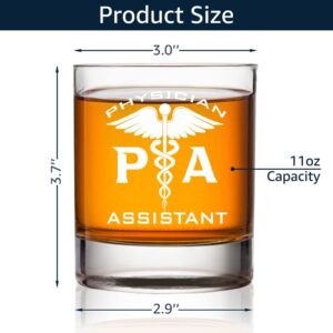 TOUNER PA Physician Assistant Whiskey Glass with Gift Box, Nurse Gift for Dentist, Dental, Medical, Hygienist, Doctor, Nurse, Coworker, Retirement Gifts for Nurse, Graduation Gift for Nurse