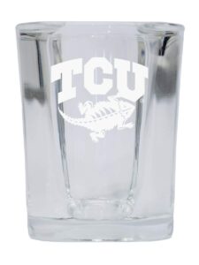 r and r imports tcu horned frogs 2 ounce square shot glass laser etched logo design officially licensed collegiate product