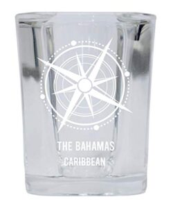 the bahamas souvenir 2 ounce square shot glass laser etched compass design