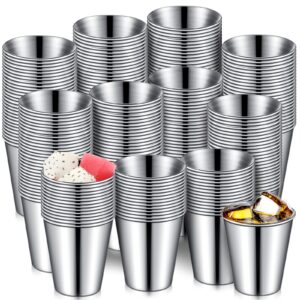 2 oz stainless steel shot glasses metal cups small unbreakable shot glass for espresso whiskey bar home restaurant camping barware gift (silver,100 pcs)