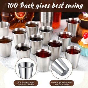 2 oz Stainless Steel Shot Glasses Metal Cups Small Unbreakable Shot Glass for Espresso Whiskey Bar Home Restaurant Camping Barware Gift (Silver,100 Pcs)