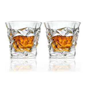 mjzqcd whiskey glasses set of 2, 9 oz 260ml old fashioned glasses,bar glasses, for scotch cocktail rum cognac vodka liquor.bourbon glasses, parties, bars, gifts, restaurants and home …