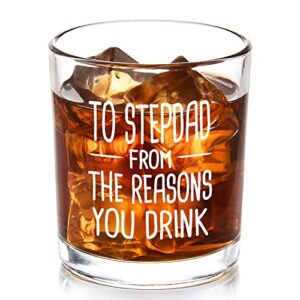 modwnfy funny fathers day gift for stepdad, to stepdad from the reason you d whiskey glass, stepfather old fashioned glass, stepdad stepfather dad papa birthday gift from stepdaughter stepson