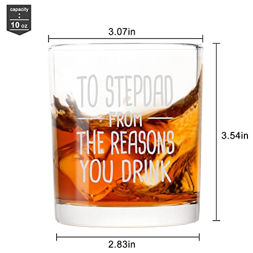 Modwnfy Funny Fathers Day Gift for Stepdad, to Stepdad from The Reason You D Whiskey Glass, Stepfather Old Fashioned Glass, Stepdad Stepfather Dad Papa Birthday Gift from Stepdaughter Stepson