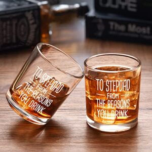 Modwnfy Funny Fathers Day Gift for Stepdad, to Stepdad from The Reason You D Whiskey Glass, Stepfather Old Fashioned Glass, Stepdad Stepfather Dad Papa Birthday Gift from Stepdaughter Stepson