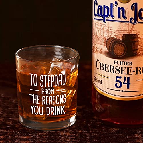Modwnfy Funny Fathers Day Gift for Stepdad, to Stepdad from The Reason You D Whiskey Glass, Stepfather Old Fashioned Glass, Stepdad Stepfather Dad Papa Birthday Gift from Stepdaughter Stepson